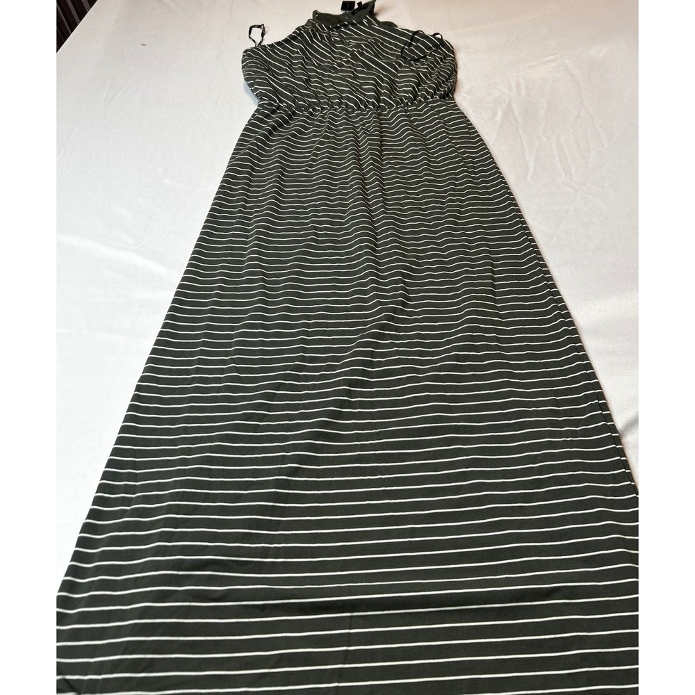 The Limited Olive Green White Striped Halter Maxi Dress Small NWT S24-7